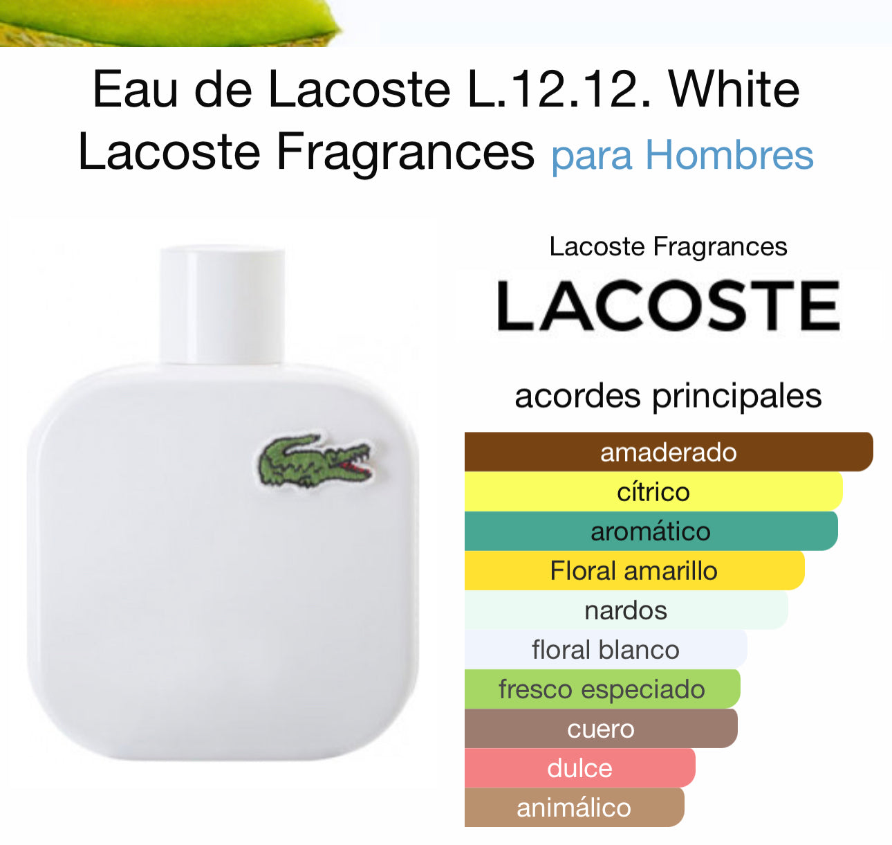 Eau de Lacoste L.12.12. White Lacoste Fragrances para Hombres EDT 100ml