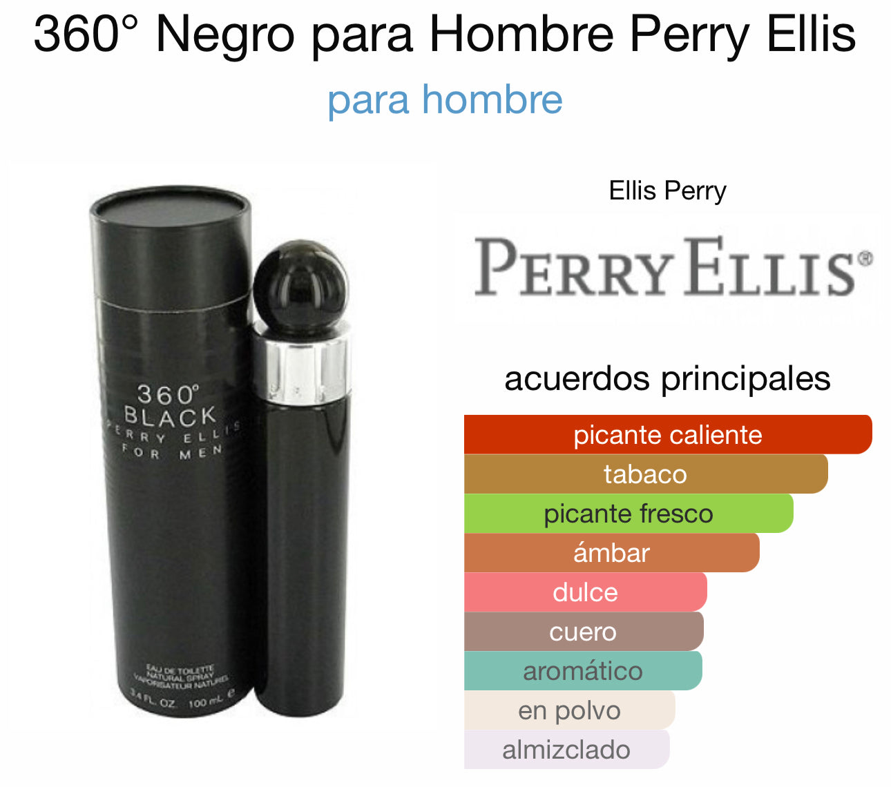 360° Negro para Hombre Perry Ellis para hombre EDT 100ml