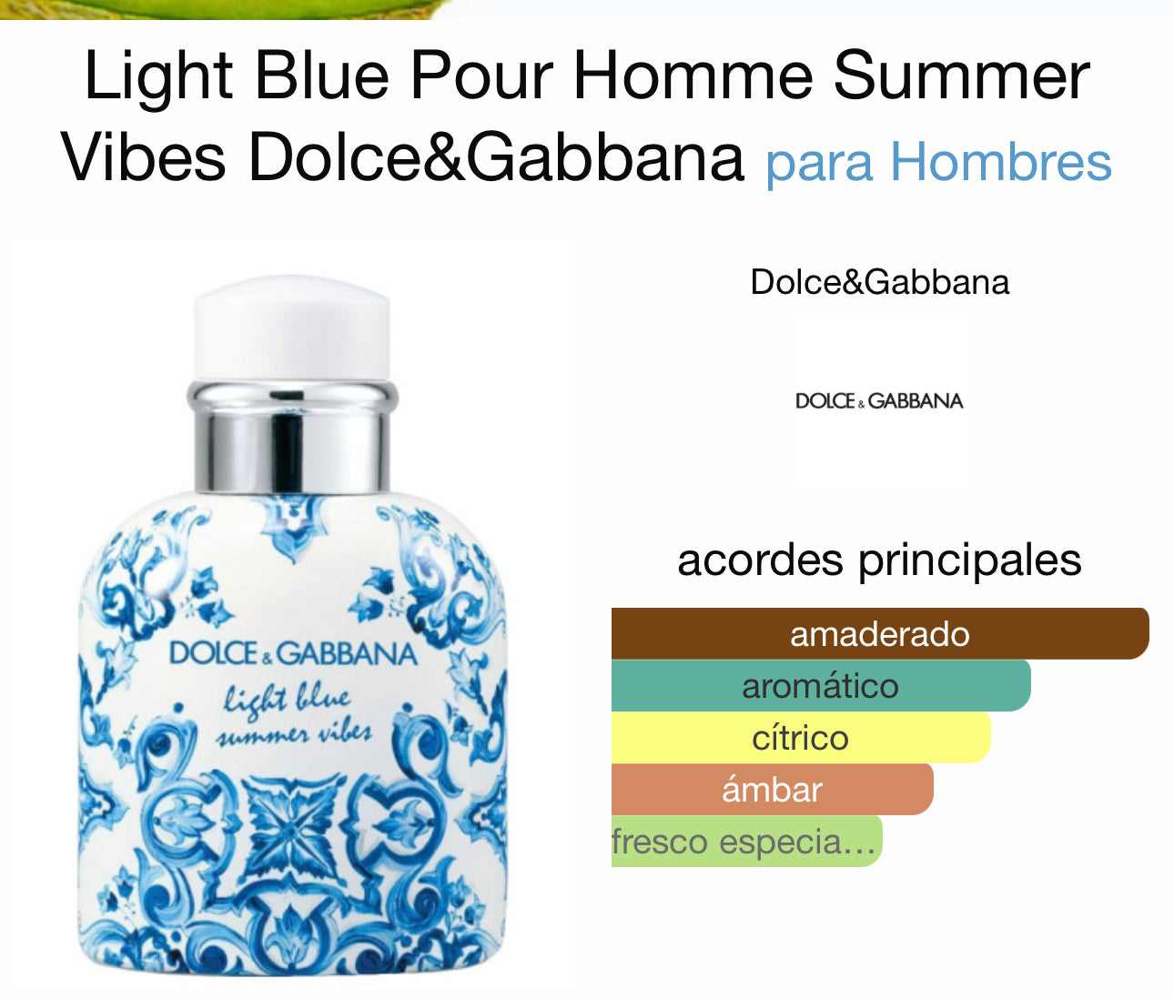 Light Blue Pour Homme Summer Vibes Dolce&Gabbana EDT 125ml