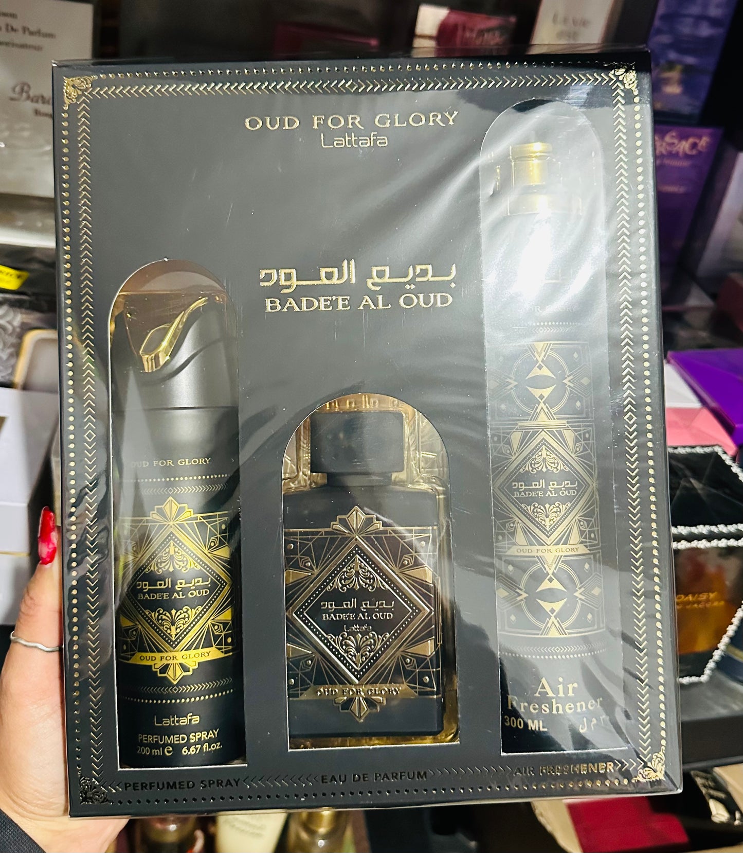 Bade'e Al Oud Oud for Glory Lattafa 
SET 3 piezas