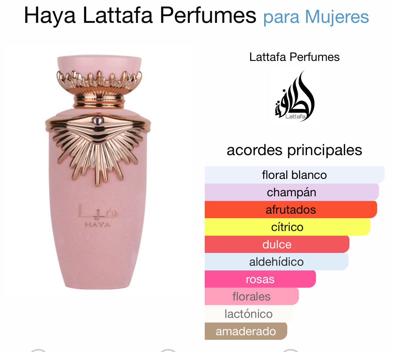 Haya Lattafa Perfumes para Mujeres 100ml EDP